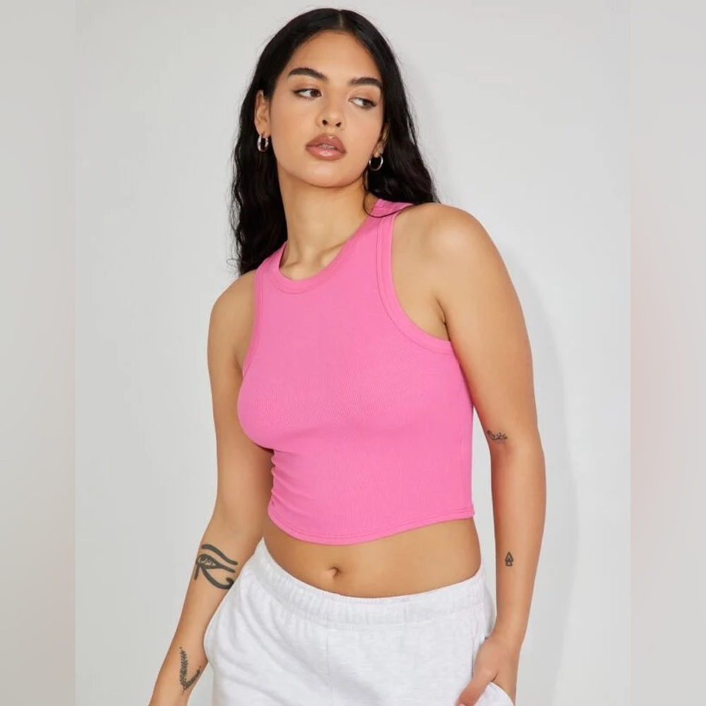 Pink cropped tank top garage small